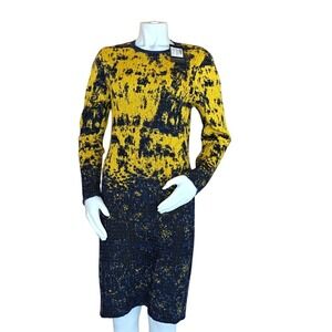 NWT $860 JO NO FUI‎  runway knit / sweater yellow/ blue dress. IT 42 US 6.